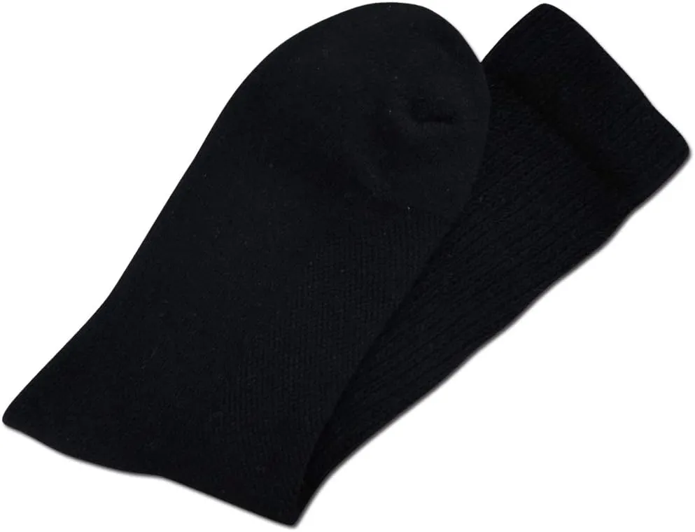 Well Knitting Loose Men's Diabetic Crew Socks,Non-Binding Top,Seamless Toe,Semi Cushion,Breathable Soft Coolmax Socks 4 Pairs
