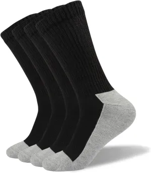 Well Knitting Loose Men's Diabetic Crew Socks,Non-Binding Top,Seamless Toe,Semi Cushion,Breathable Soft Coolmax Socks 4 Pairs