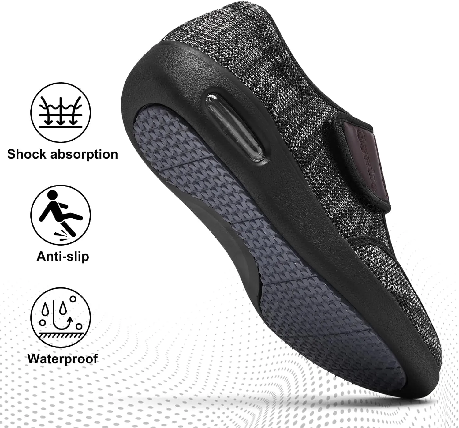 Wide Diabetic Edema Shoes, Fully Adjustable Closure, Easy to Put on and take Off, air Cushion Walking Shoes Suitable for Swollen feet of The Elderly for Outdoor