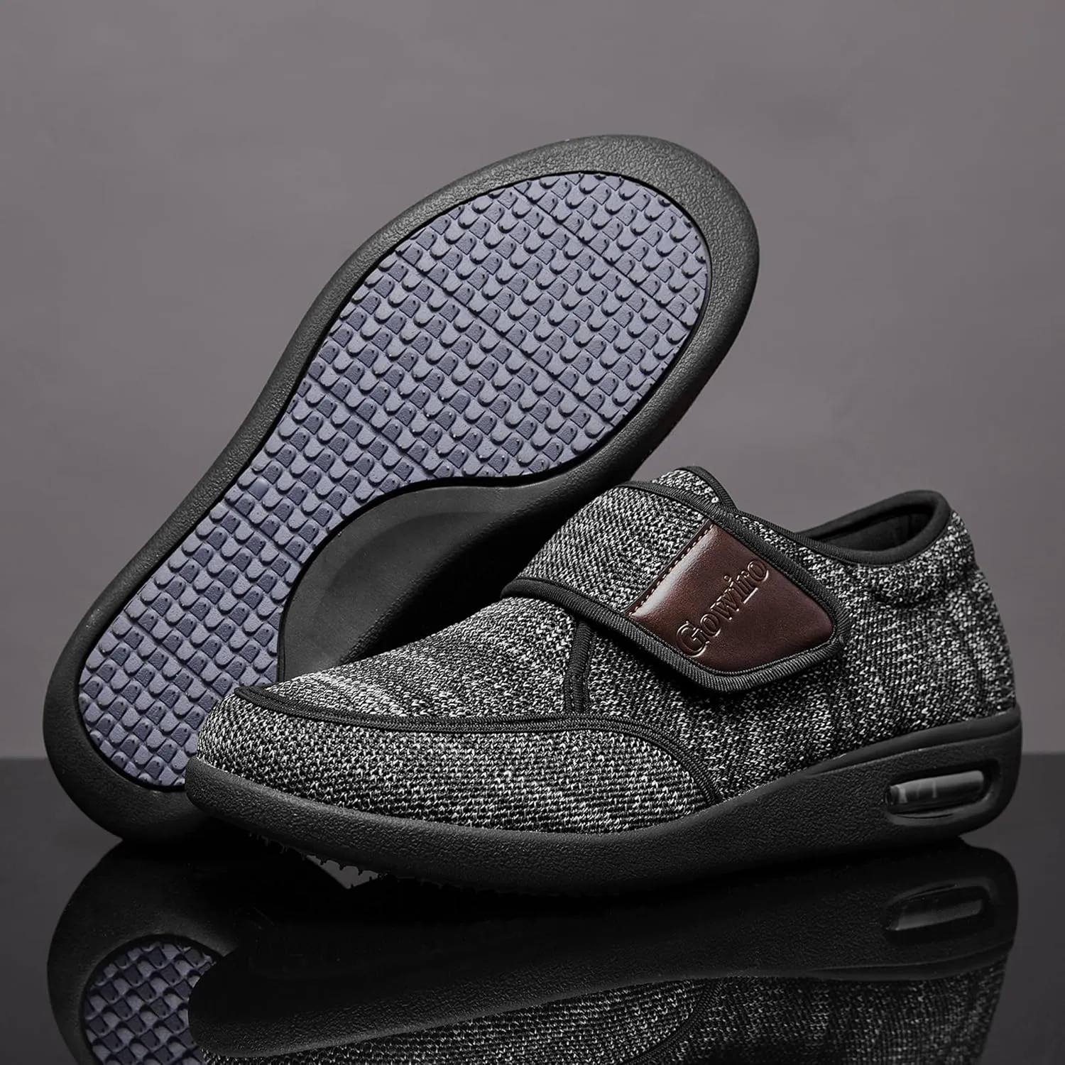 Wide Diabetic Edema Shoes, Fully Adjustable Closure, Easy to Put on and take Off, air Cushion Walking Shoes Suitable for Swollen feet of The Elderly for Outdoor