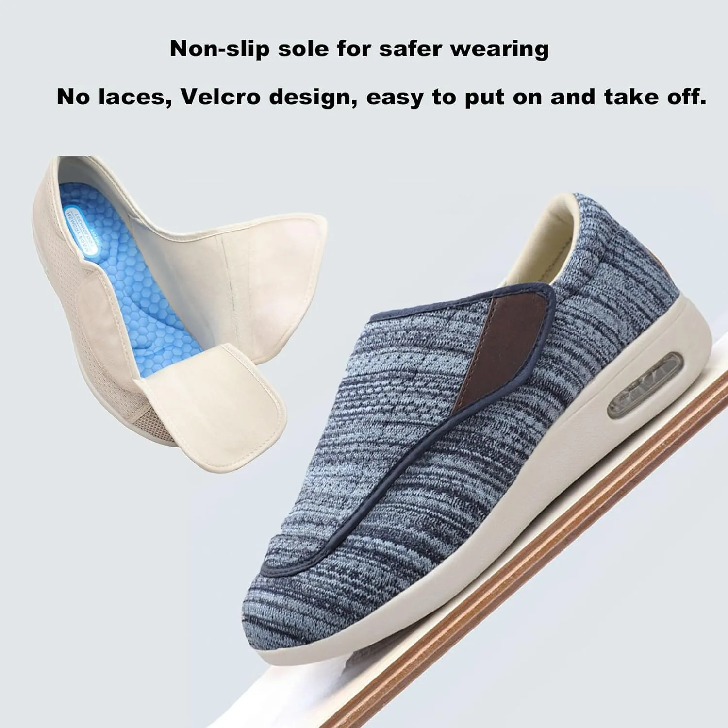 Wide Width Shoes,with Fully Adjustable Laces Easy On/Off Diabetic Shoes