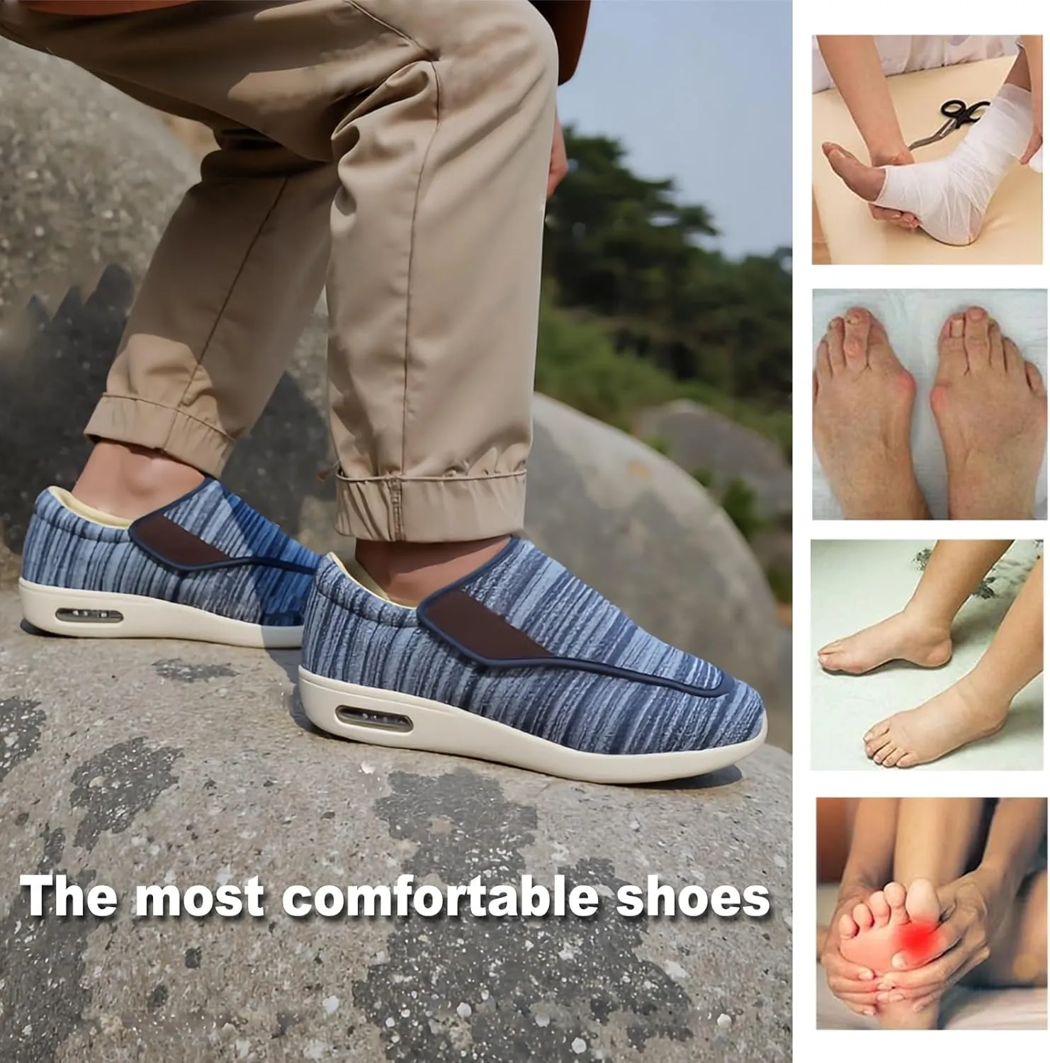 Wide Width Shoes,with Fully Adjustable Laces Easy On/Off Diabetic Shoes