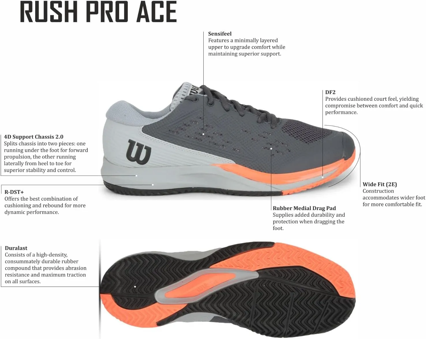WILSON Men's Rush Pro Ace Tennis Shoes