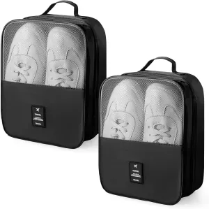 Windyun 2 Pcs Shoe Bags for Travel Holds 3 Pair of Shoes Travel Shoe Bag for Packing Portable Shoe Cubes for Travel and Daily Use(Black)