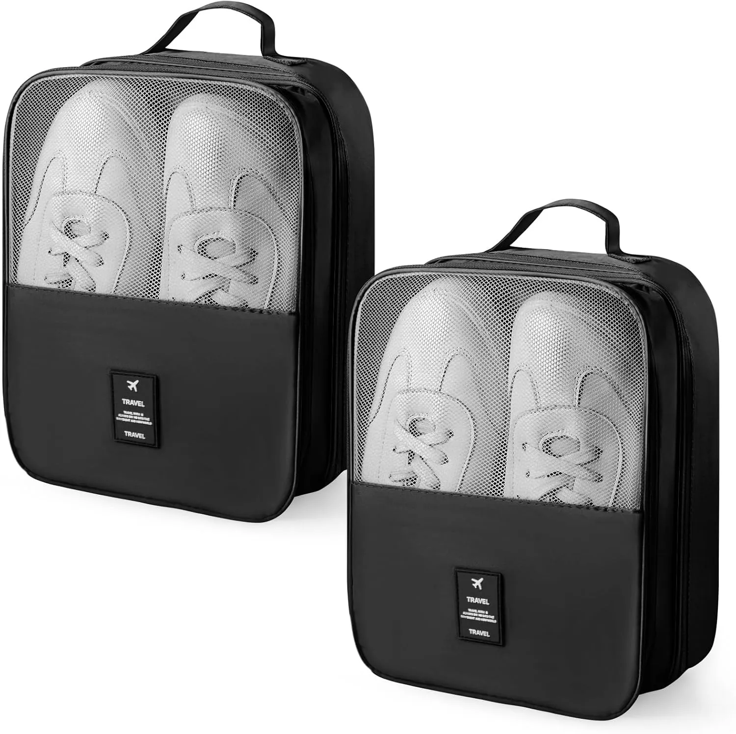 Windyun 2 Pcs Shoe Bags for Travel Holds 3 Pair of Shoes Travel Shoe Bag for Packing Portable Shoe Cubes for Travel and Daily Use(Black)
