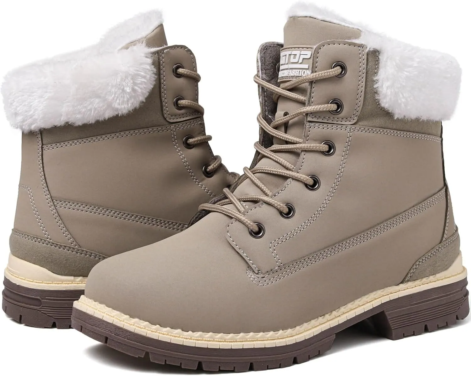 Winter Boots for Women Snow Boots Waterproof Fur Lined Warm Hiking Boots Ladies Lace Up Walking Boots Anti-Slip Lightweight Outdoor Ankle Boots