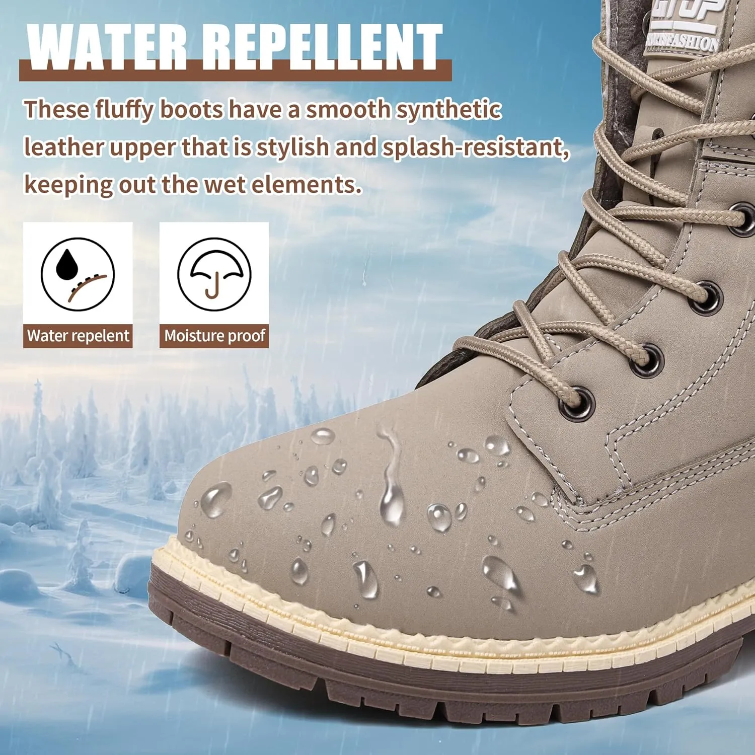 Winter Boots for Women Snow Boots Waterproof Fur Lined Warm Hiking Boots Ladies Lace Up Walking Boots Anti-Slip Lightweight Outdoor Ankle Boots