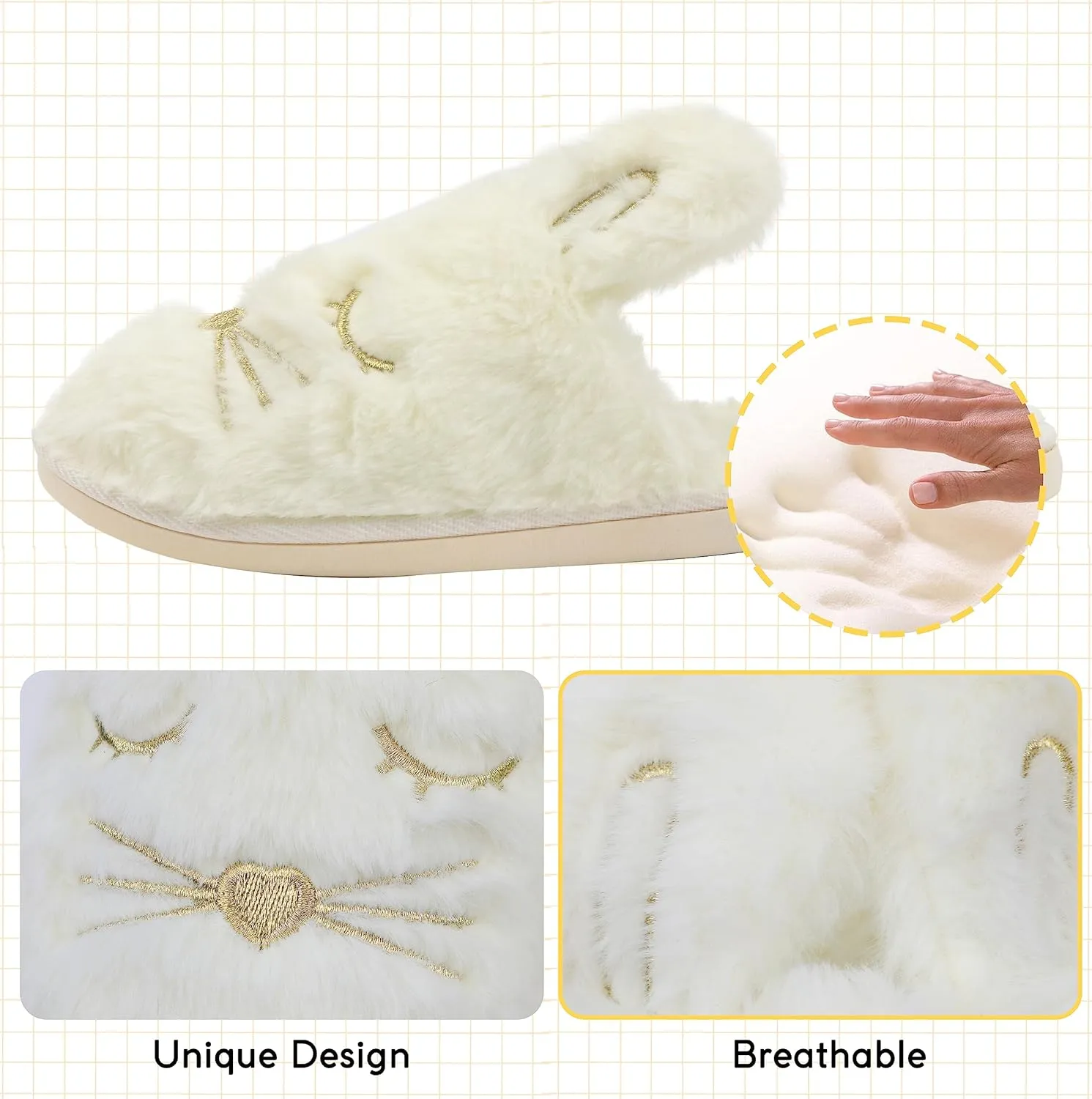 Women Bunny Animal Slippers Cute Soft House Shoes Cozy Memory Foam Bedroom Slippers Rabbit Christmas Gifts Indoor Outdoor