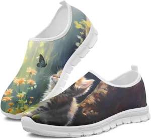 Women Casual Loafers Animal Print Non Slip Work Shoes Wide Width Low-Cut Flat Sneakers Everyday Footwear