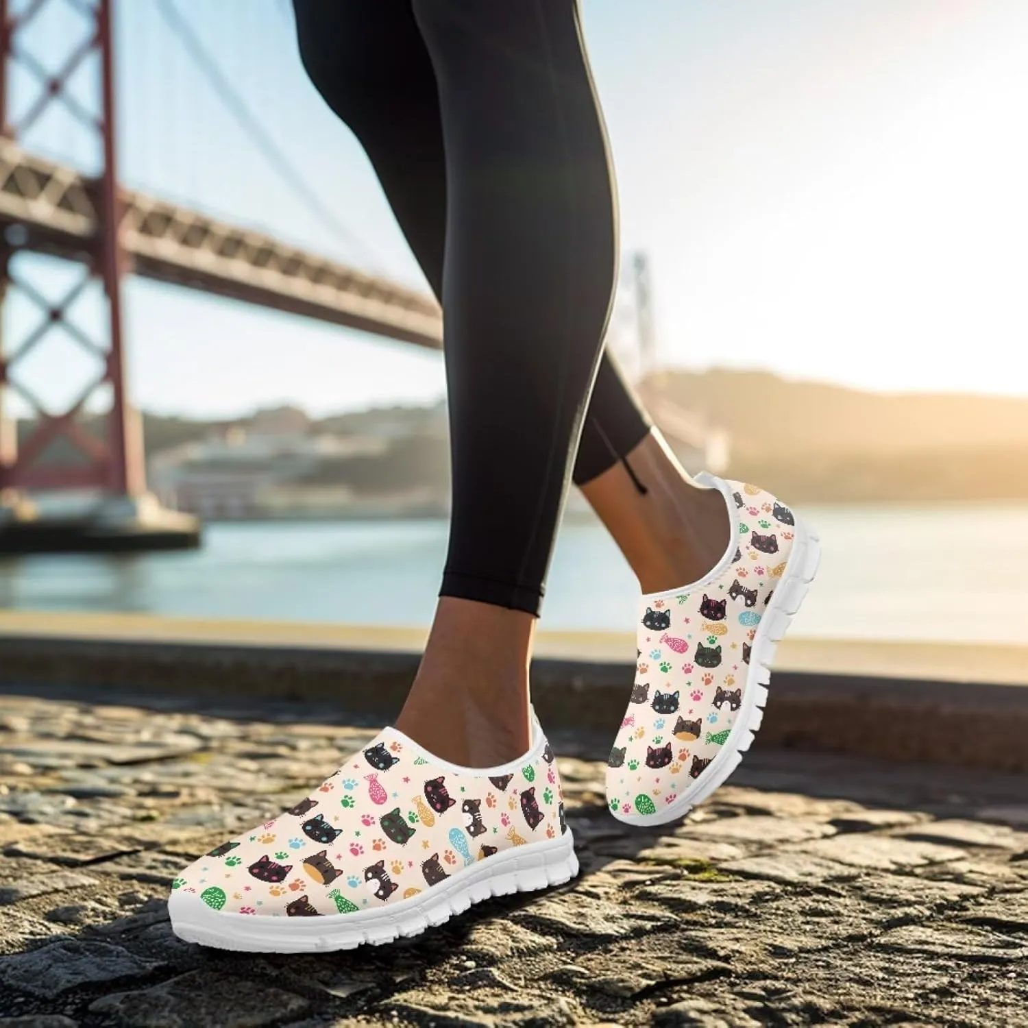 Women Casual Loafers Animal Print Non Slip Work Shoes Wide Width Low-Cut Flat Sneakers Everyday Footwear
