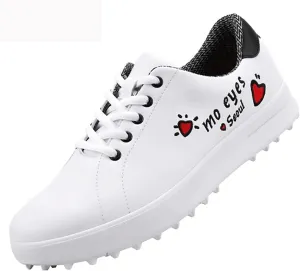 Women Golf Shoes, Golf Shoes, Ladies Waterproof Shoes, Korean Style All-Match White Shoes, Soft and Breathable (Color : White, Size : 7)