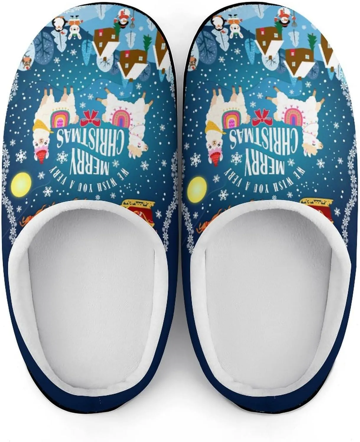 Women House Slippers Ladies Christmas Cotton Slippers Memory Foam Clog Slippers Non-Slip Warm Indoor Outdoor Shoes