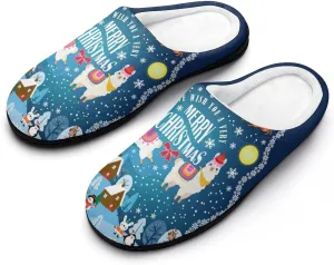 Women House Slippers Ladies Christmas Cotton Slippers Memory Foam Clog Slippers Non-Slip Warm Indoor Outdoor Shoes
