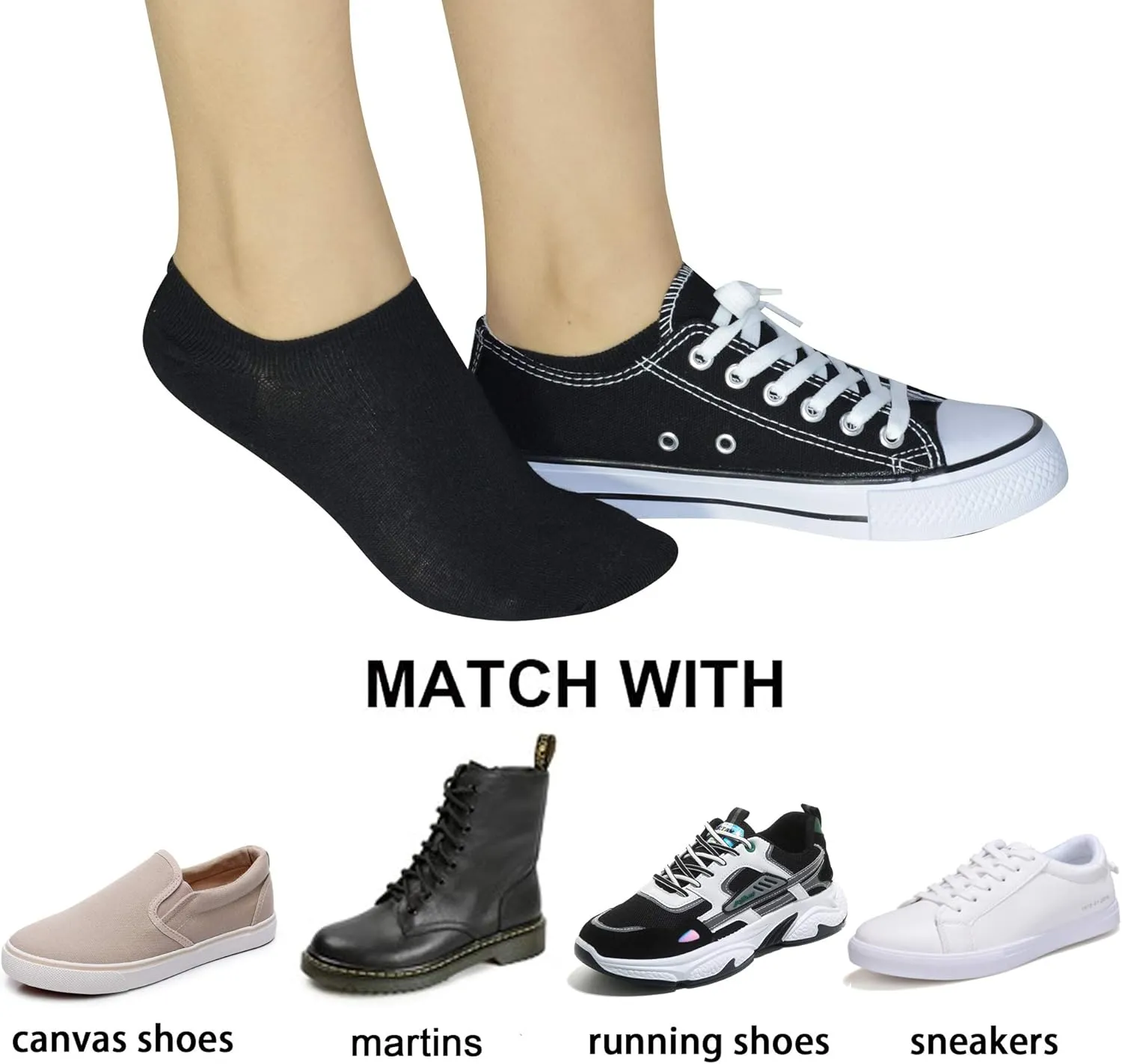 Women's 12 Pairs Essential Ankle Low Cut No Show Causal Socks