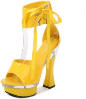 Women's 14cm Sandals Chunky Heel Platform Lace Up High Heels Fashion Everyday Work Party Plus Size Summer High Heel Sandals