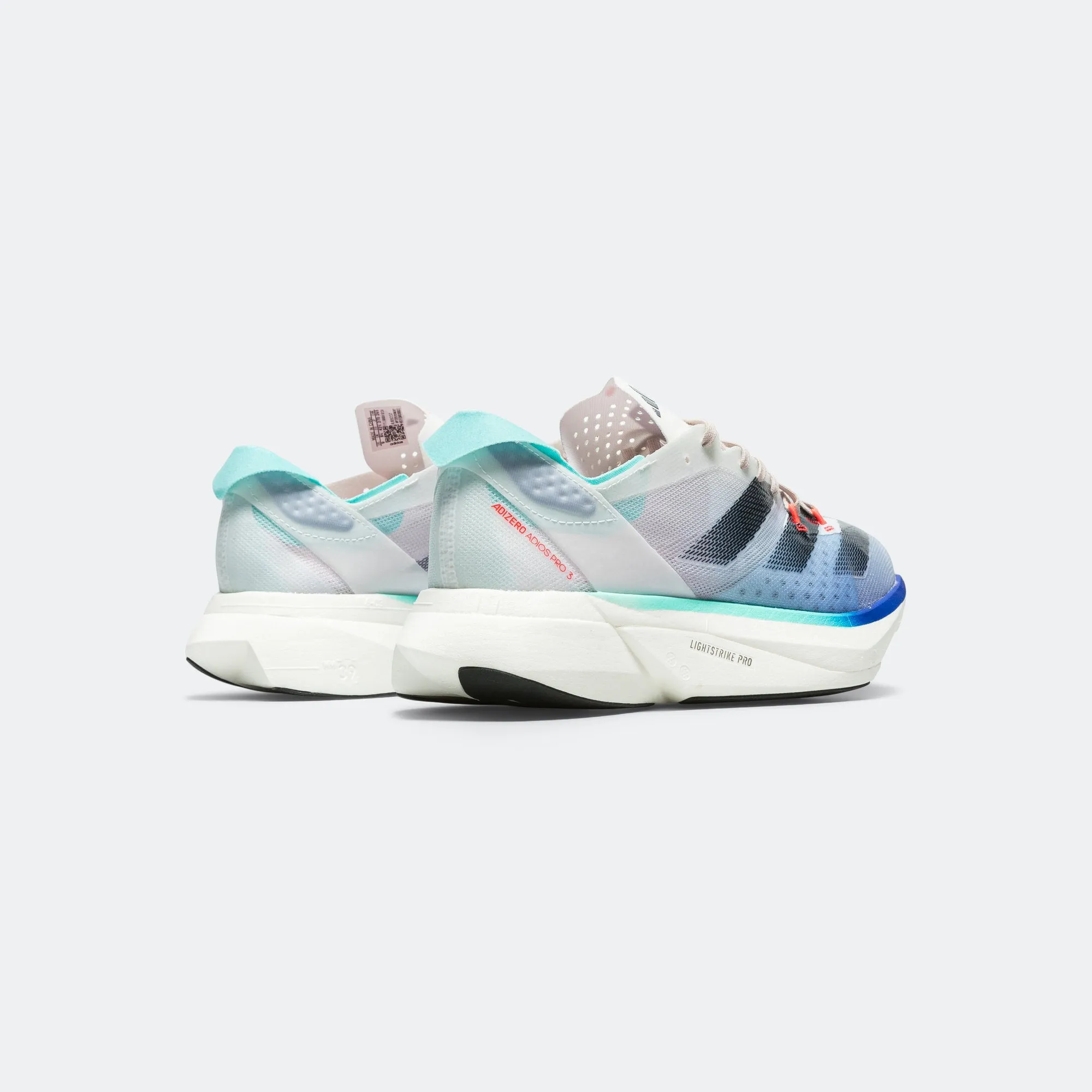 Womens Adizero Adios Pro 3 - Off White/Aura Pink-Flash Aqua