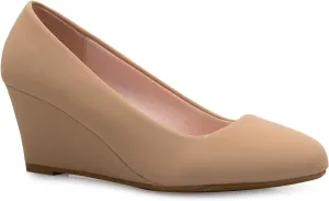 Women's Adorable Low Wedge Heel Shoe - Easy Low Pumps - Basic Slip On, Comfort