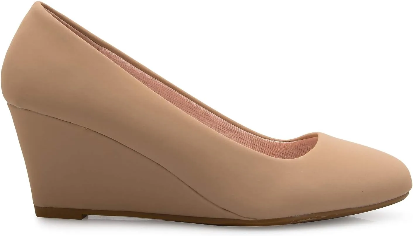 Women's Adorable Low Wedge Heel Shoe - Easy Low Pumps - Basic Slip On, Comfort