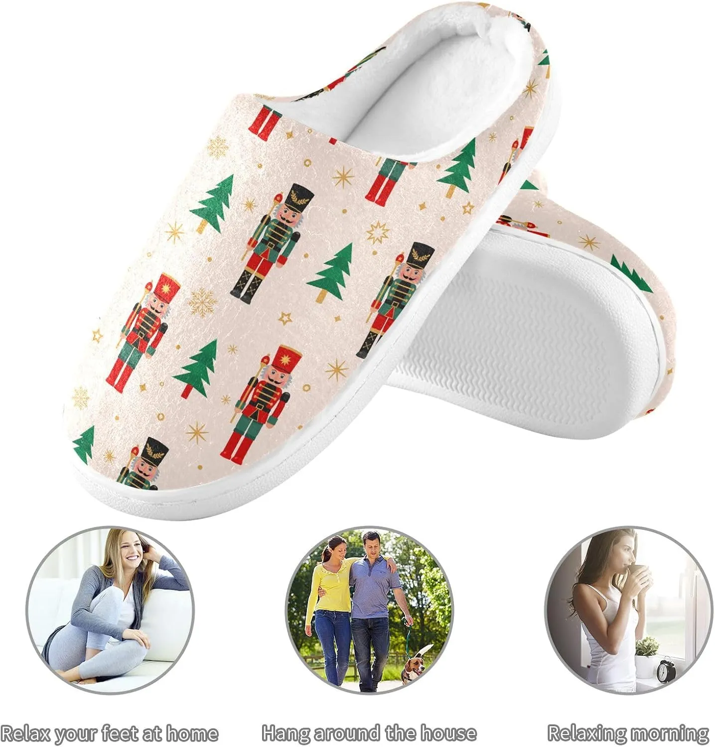 Women's and Men's Fuzzy House Slippers - Cozy Memory Foam Indoor/Outdoor Warm Nonslip Family Slippers