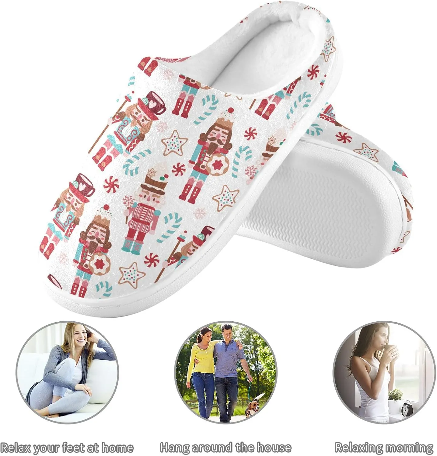 Women's and Men's Fuzzy House Slippers - Cozy Memory Foam Indoor/Outdoor Warm Nonslip Family Slippers