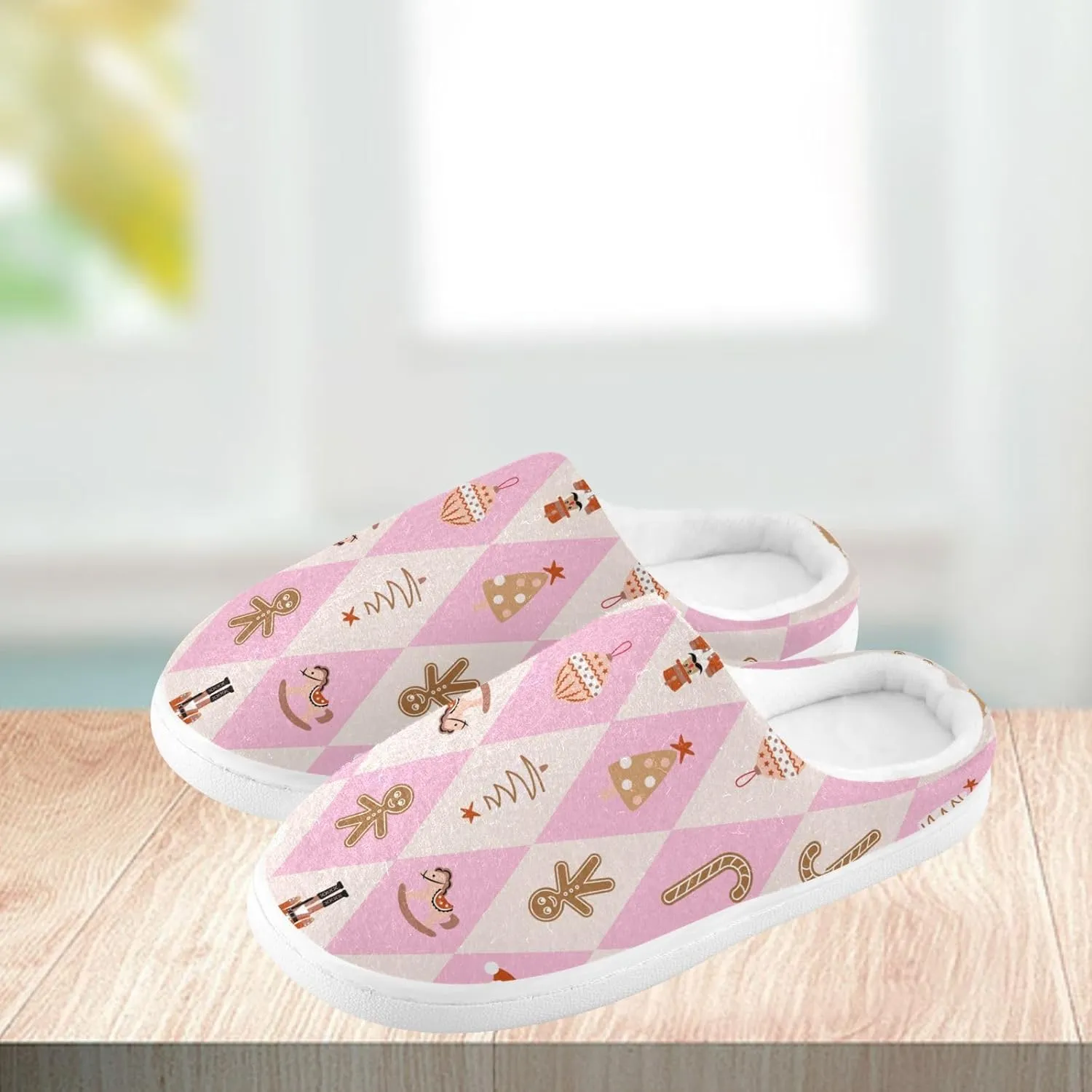 Women's and Men's Fuzzy House Slippers Cozy Memory Foam Slippers Indoor Outdoor Warm Nonslip Family Slippers