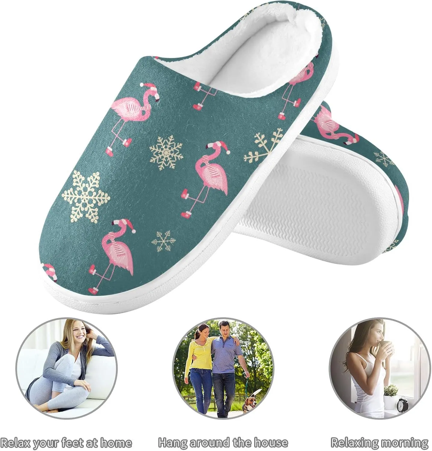 Women's and Men's Fuzzy House Slippers Cozy Memory Foam Slippers Indoor Outdoor Warm Nonslip Family Slippers
