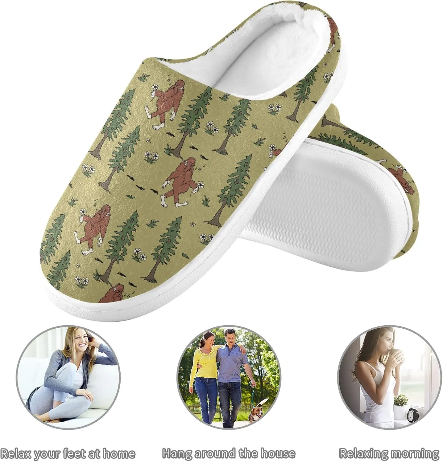 Women's and Men's Fuzzy House Slippers Cozy Memory Foam Slippers Indoor Outdoor Warm Nonslip Family Slippers