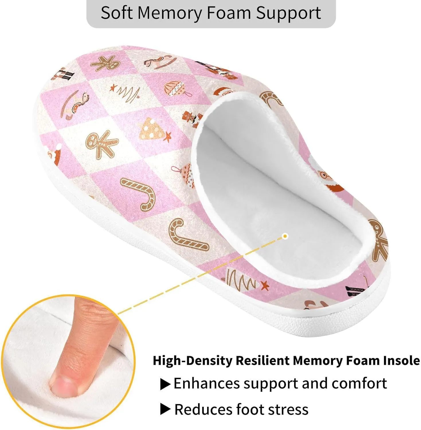 Women's and Men's Fuzzy House Slippers Cozy Memory Foam Slippers Indoor Outdoor Warm Nonslip Family Slippers