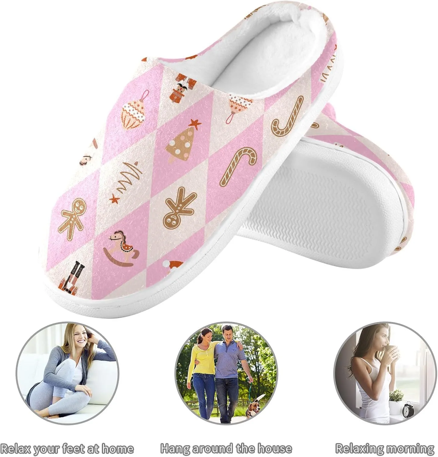 Women's and Men's Fuzzy House Slippers Cozy Memory Foam Slippers Indoor Outdoor Warm Nonslip Family Slippers