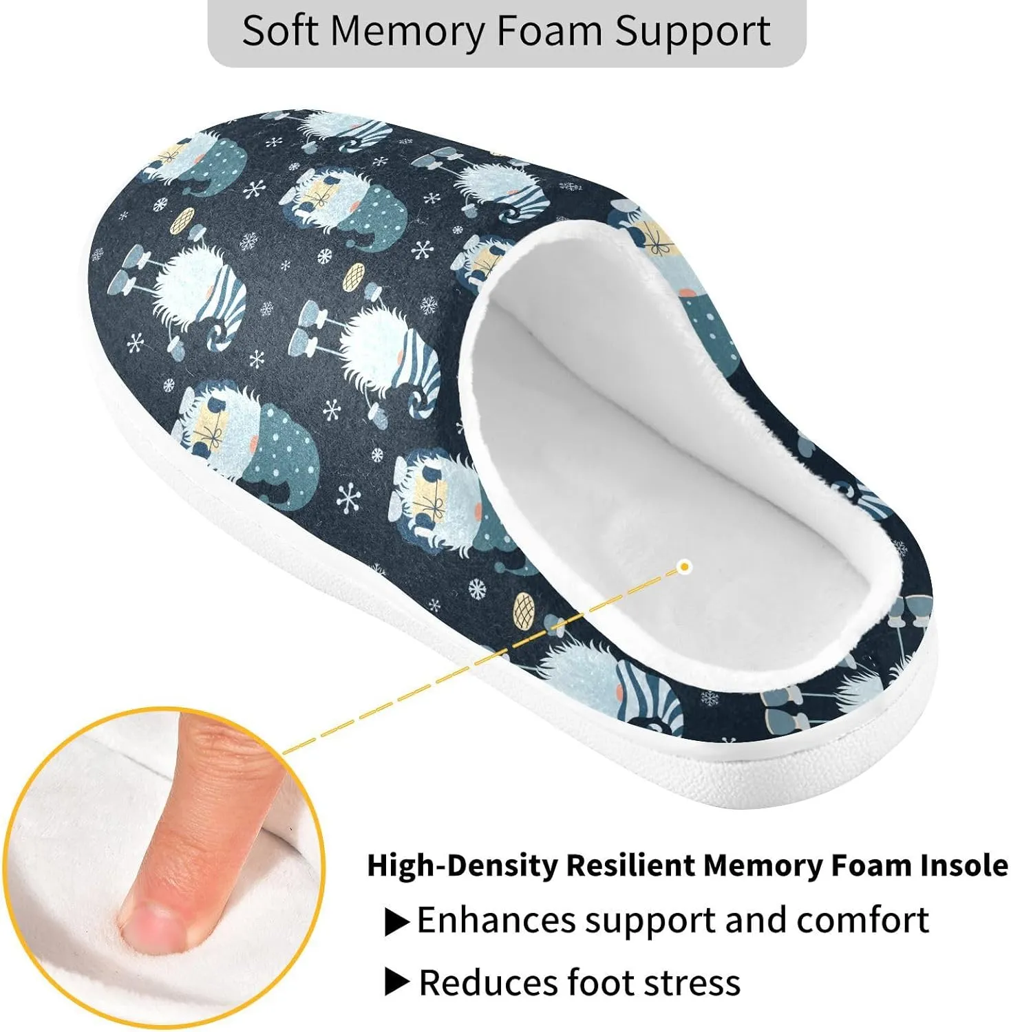 Women's and Men's Fuzzy House Slippers Cozy Memory Foam Slippers Warm Nonslip Slippers