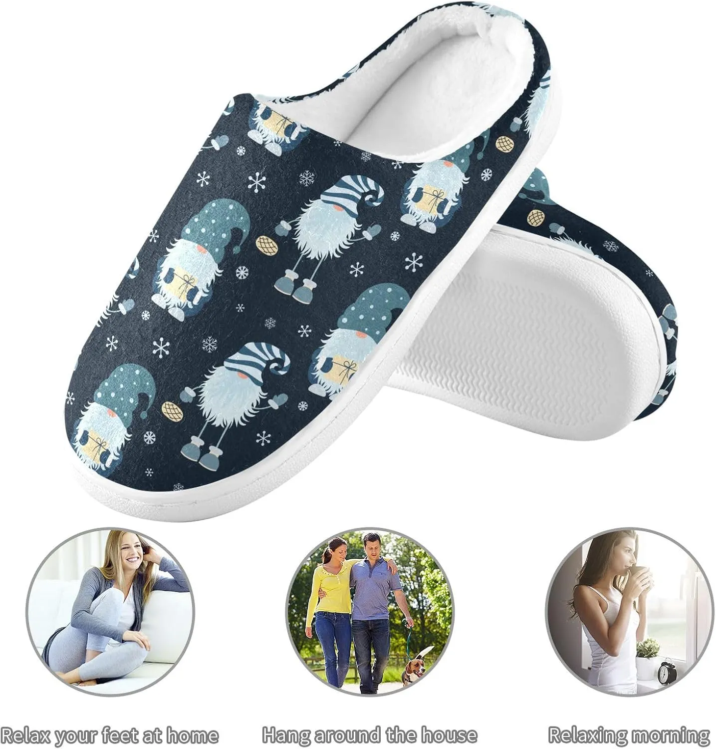 Women's and Men's Fuzzy House Slippers Cozy Memory Foam Slippers Warm Nonslip Slippers