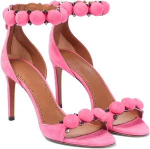 Women's Ankle Strap Stiletto Heeled Sandals Open Round Toe Zipper High Heels Sexy Rivet Button Dress Wedding Party Shoes
