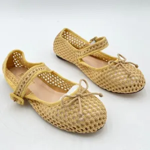 Women's Bowknot Ankle Strap Mary Janes Classic Closed Round Toe Ballet Flats