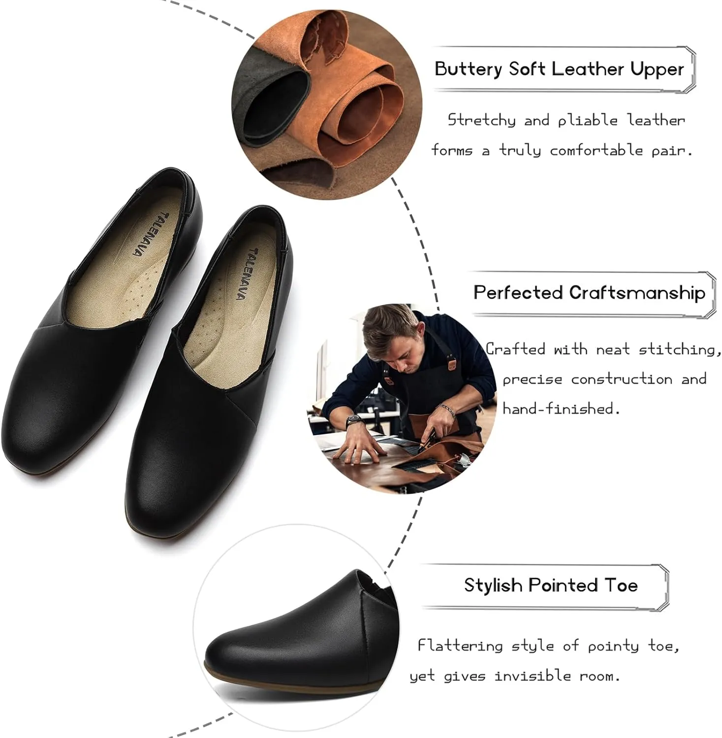 Women's Classic Comfort Dress Shoes Casual Leather Loafers Flats Cute Versatile Slip-Ons Everyday Work Shoes