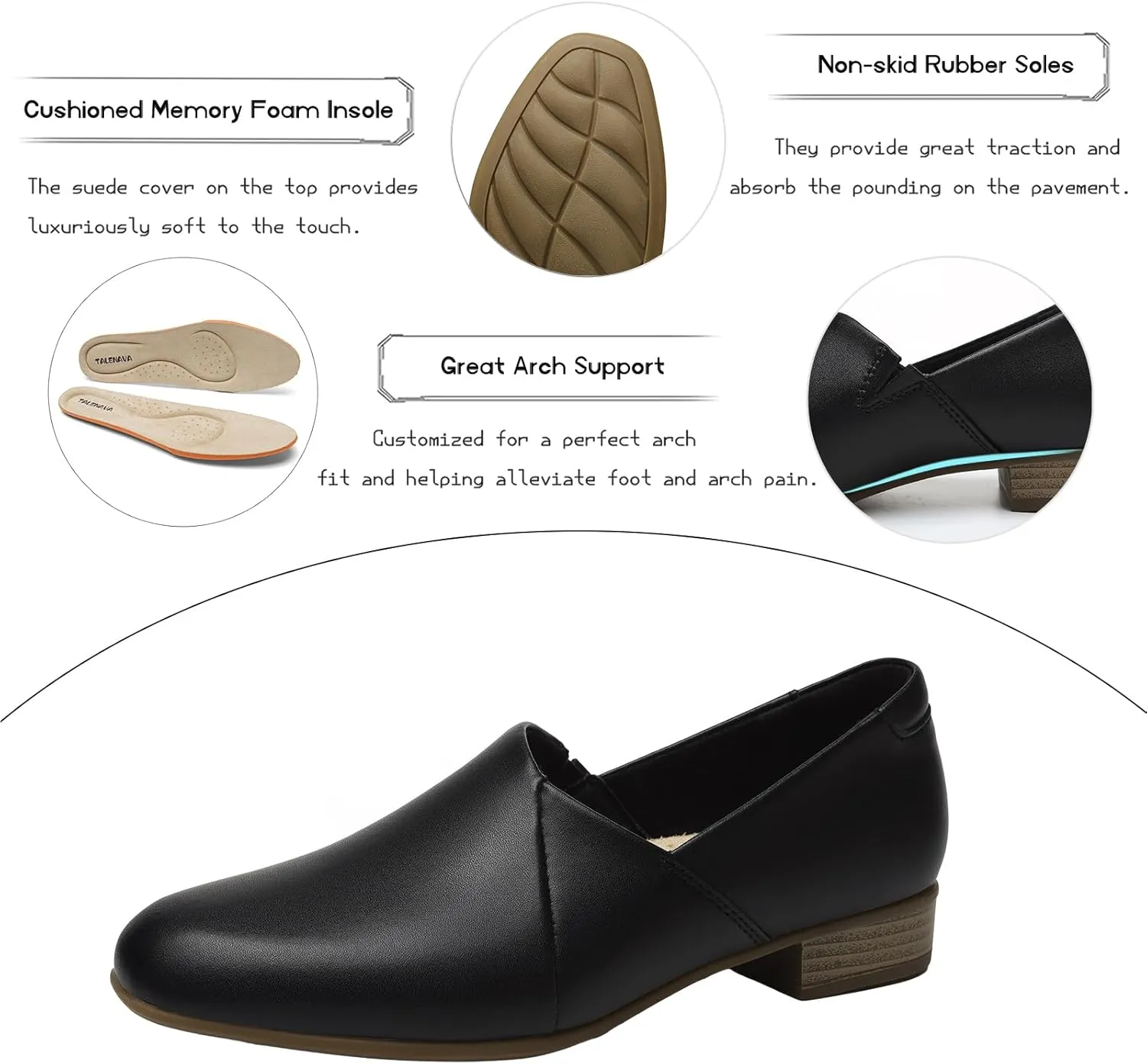 Women's Classic Comfort Dress Shoes Casual Leather Loafers Flats Cute Versatile Slip-Ons Everyday Work Shoes