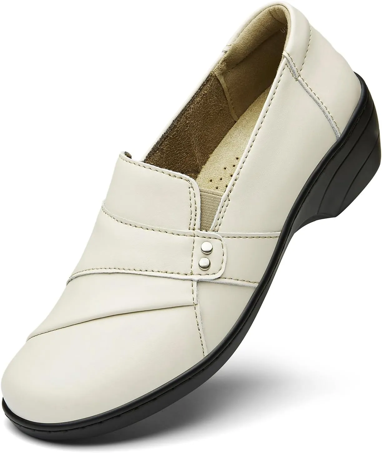 Women's Comfortable & Lightweight Leather Loafers Slip-Ons Stylish Business Casual Dress Shoes Work Office Everyday Walking Shoes for Women