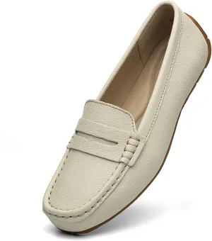 Women's Comfortable & Lightweight Leather Penny Loafers Slip-Ons Cute Business Casual Dress Shoes Work Office Flats Everyday Walking Shoes Driving Mocs for Women