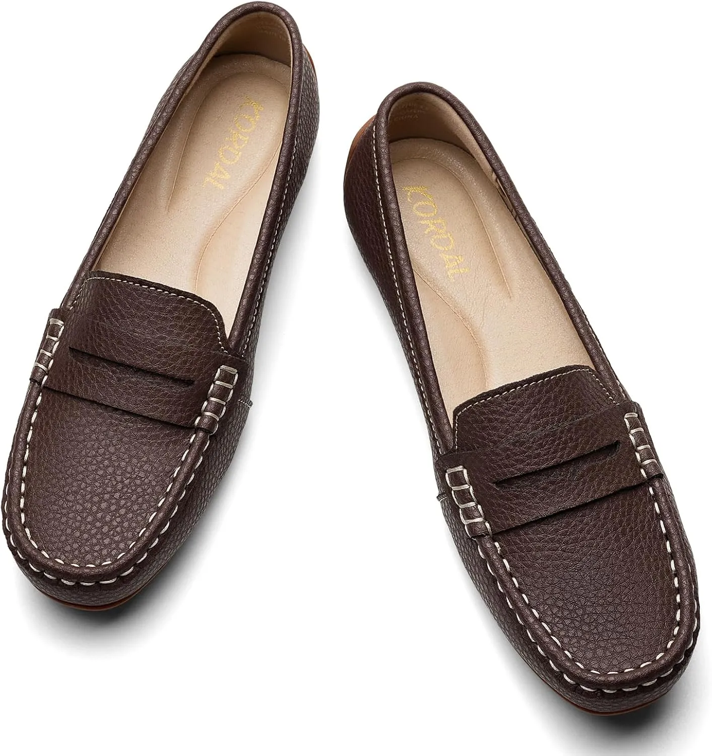 Women's Comfortable & Lightweight Leather Penny Loafers Slip-Ons Cute Business Casual Dress Shoes Work Office Flats Everyday Walking Shoes Driving Mocs for Women