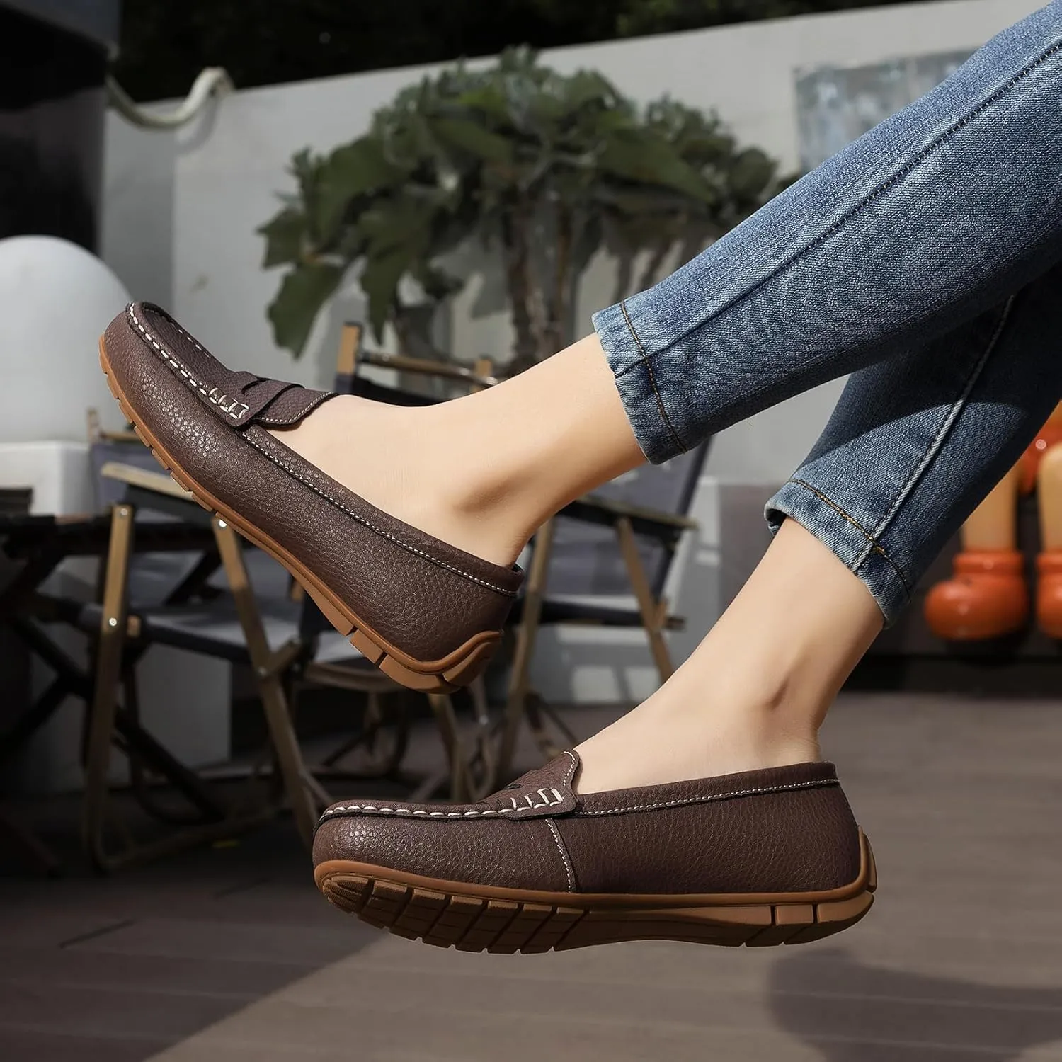 Women's Comfortable & Lightweight Leather Penny Loafers Slip-Ons Cute Business Casual Dress Shoes Work Office Flats Everyday Walking Shoes Driving Mocs for Women