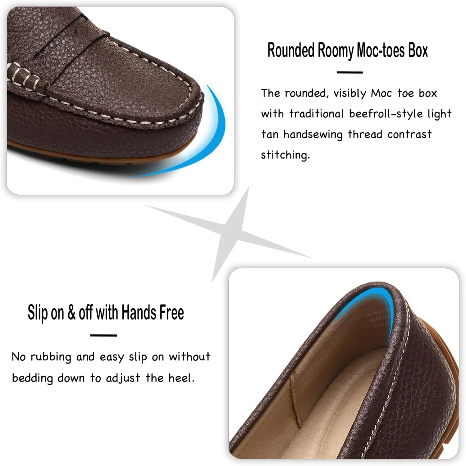 Women's Comfortable & Lightweight Leather Penny Loafers Slip-Ons Cute Business Casual Dress Shoes Work Office Flats Everyday Walking Shoes Driving Mocs for Women
