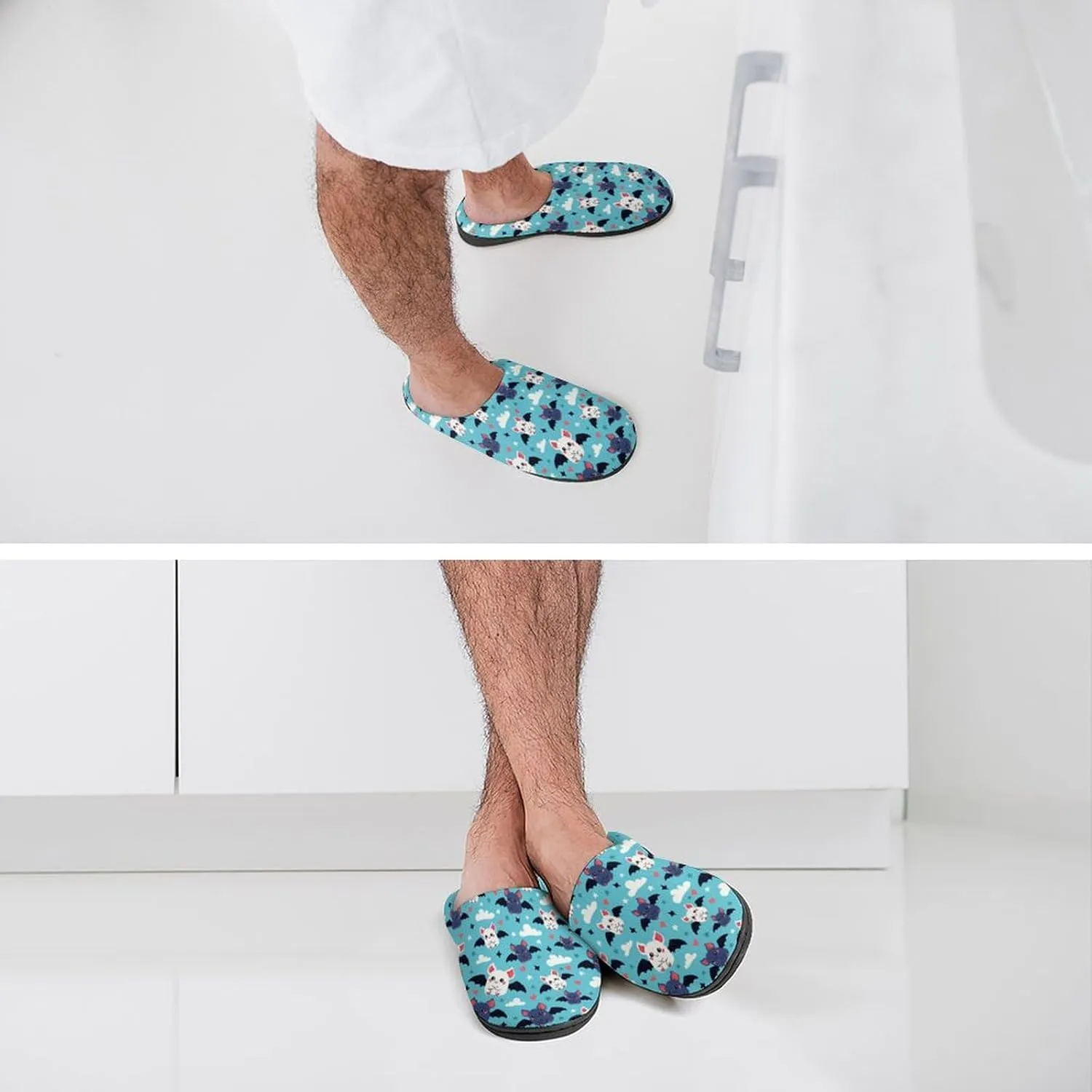 Womens Cowboy Cactus Slippers Men Warm Cotton House Slippers Hard Sole Soft Clog Slippers Slip-On Shoes Indoor Outdoor