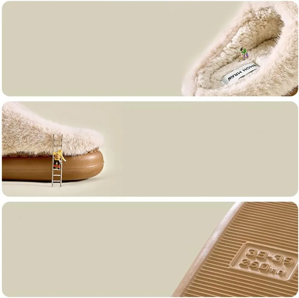 Women's Cute Plush Home Butterfly Knot Cotton Comfortable Thick Bottom Outdoor Winter Indoor Soft Warm Slippers