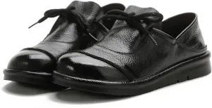 Women's Genuine Leather Flat Walking Shoes Retro Comfortable Round Toe Lace-up Soft Bottom Casual Leather Shoes for Daily Work Office