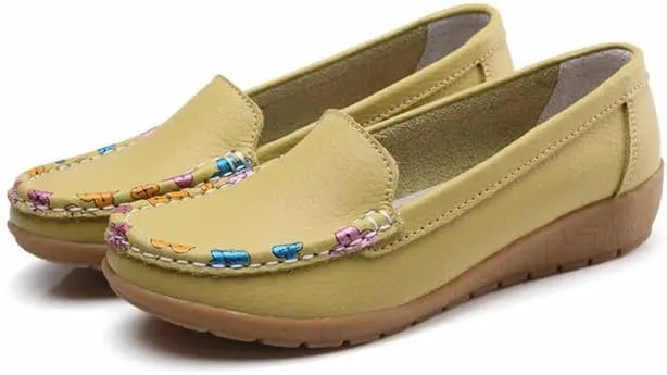 Women's Leather Penny Loafers Casual Walking Driving Boat Flat Shoes Soft Comfortable Classic Moccasins Office Work Lightweight Slip On