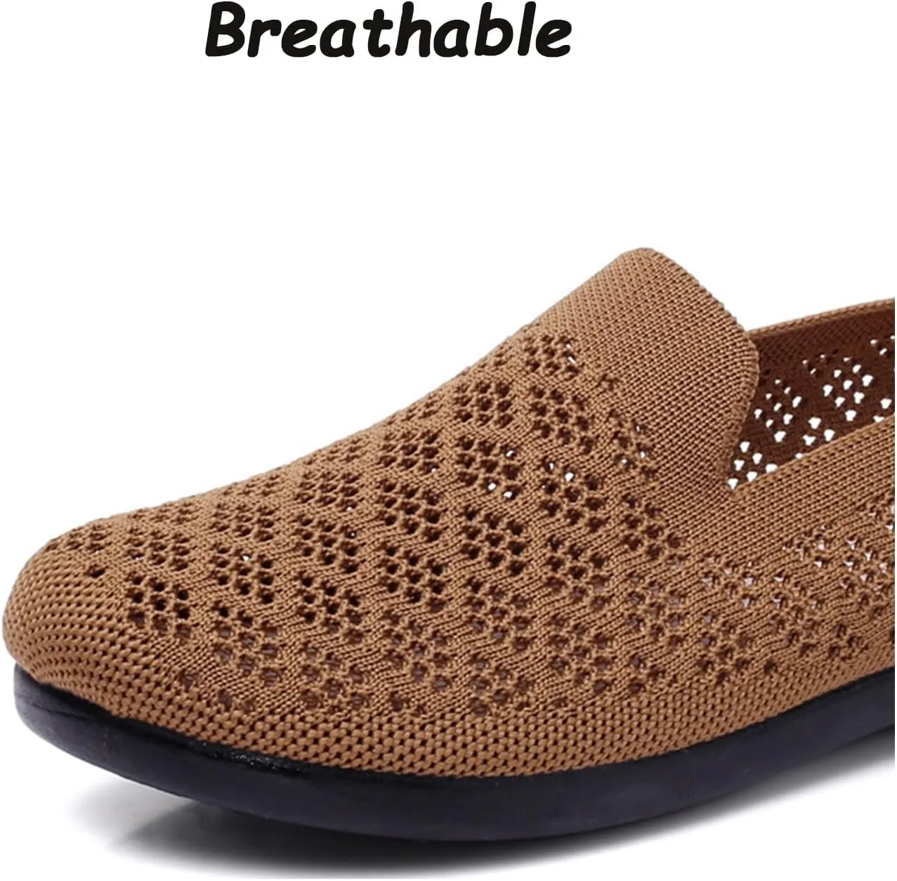 Women's Mesh Cutout Cloth Flats Loafer Shoes Round Toe Comfort Breathable Casual Slip On Walking Shoes for Flexible Workout