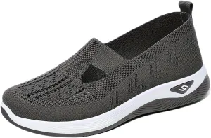Womens Orthopedic Shoes, Woven Soft Shoes for Women, Arch Support Shoe, Breathable Slip on Foam Diabetic Sneakers