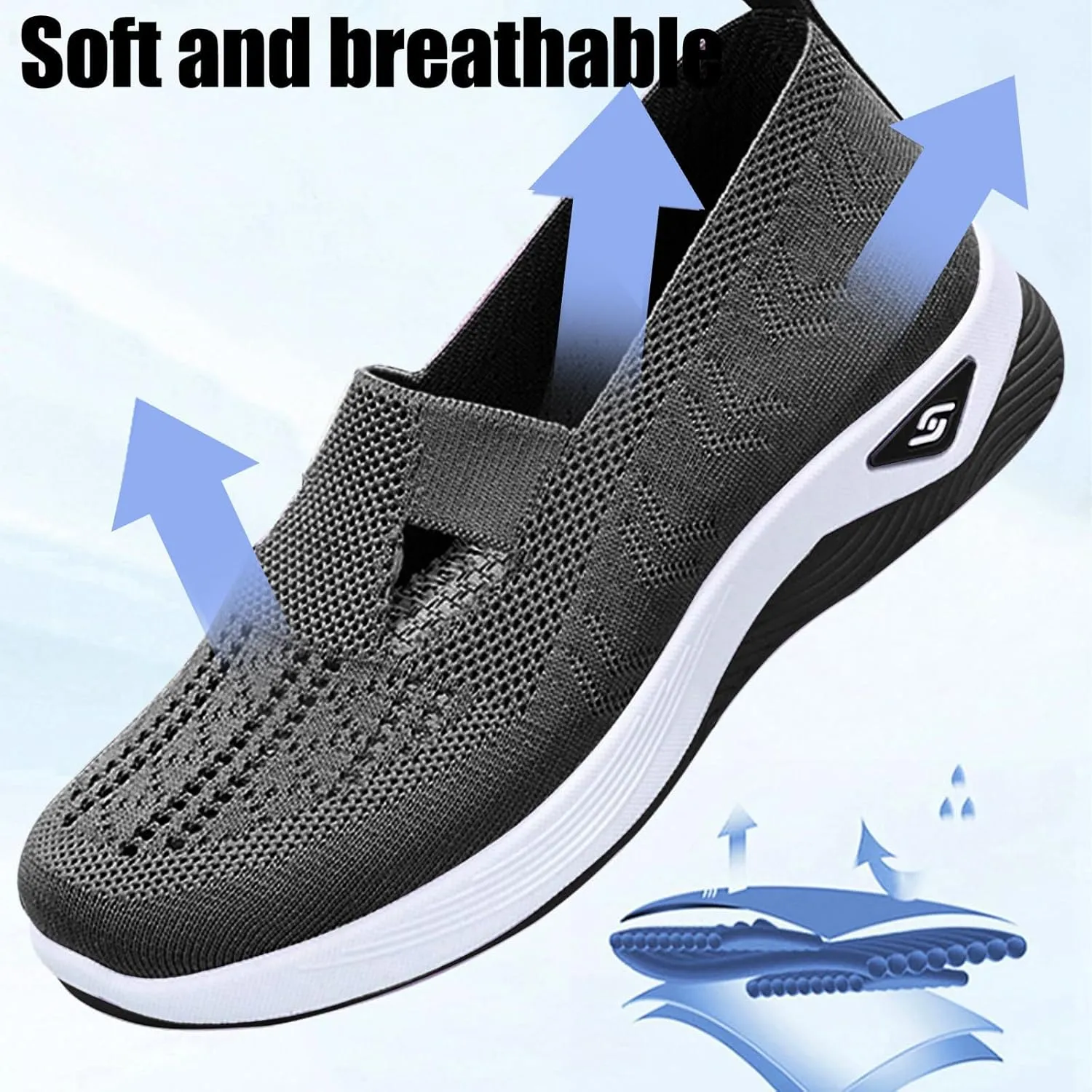 Womens Orthopedic Shoes, Woven Soft Shoes for Women, Arch Support Shoe, Breathable Slip on Foam Diabetic Sneakers