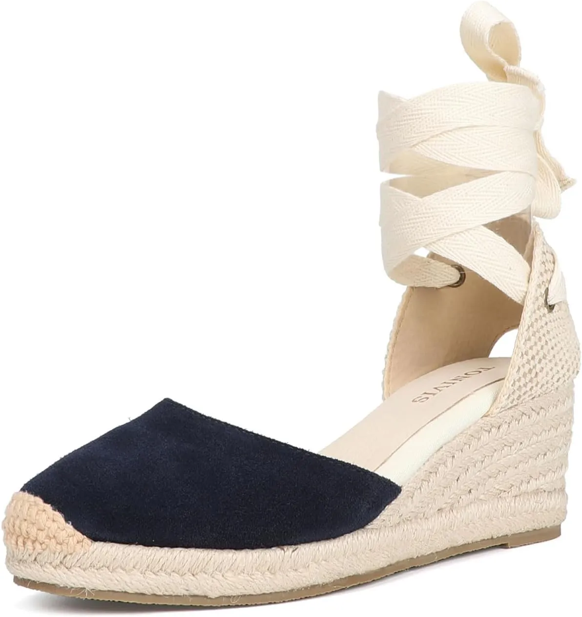 Women’s Platform Wedges Espadrilles, 3" Wedge, Soft Ankle-Tie Strap, Closed Toe, Classic Summer Sandals
