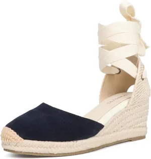 Women’s Platform Wedges Espadrilles, 3" Wedge, Soft Ankle-Tie Strap, Closed Toe, Classic Summer Sandals