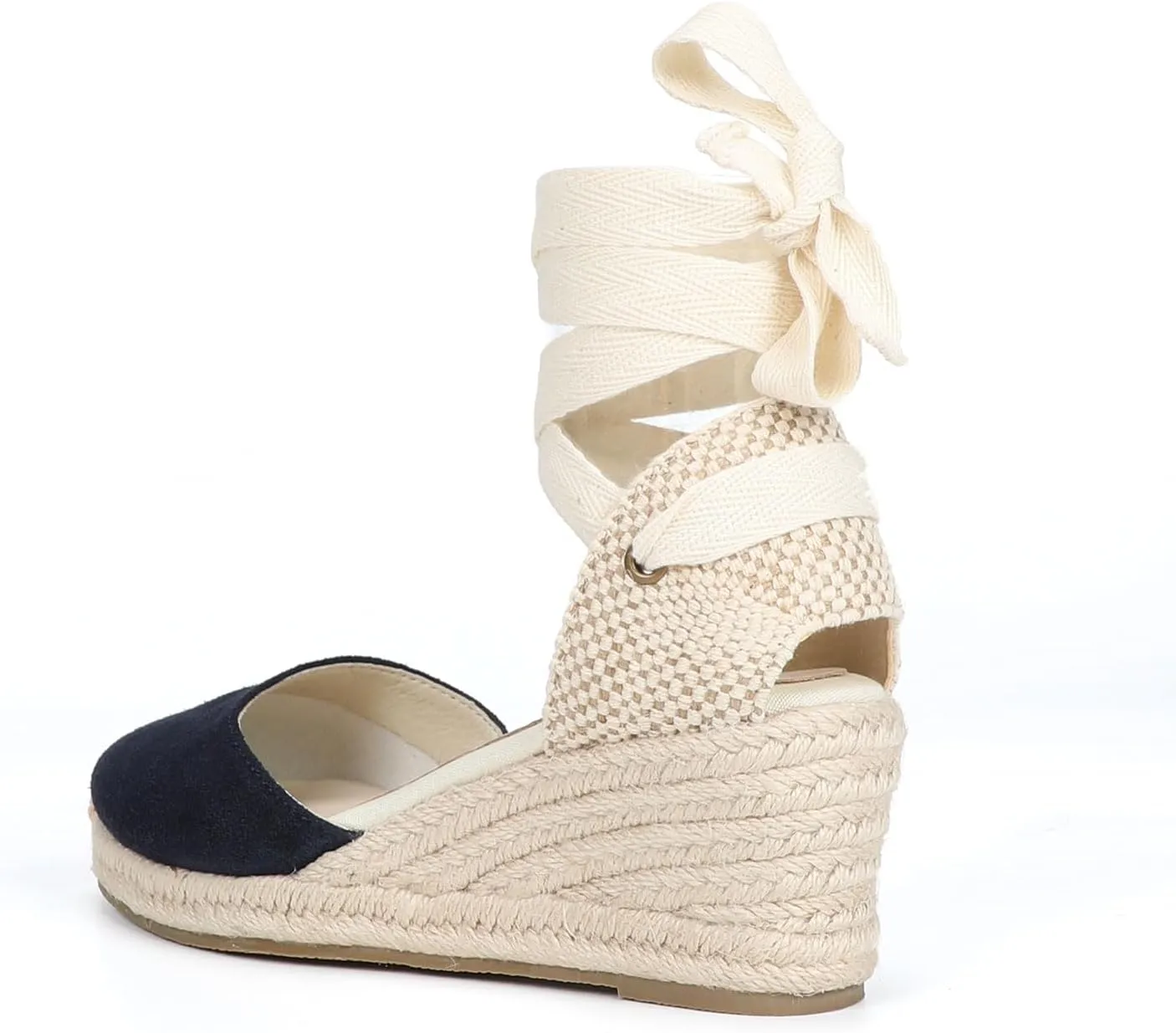 Women’s Platform Wedges Espadrilles, 3" Wedge, Soft Ankle-Tie Strap, Closed Toe, Classic Summer Sandals